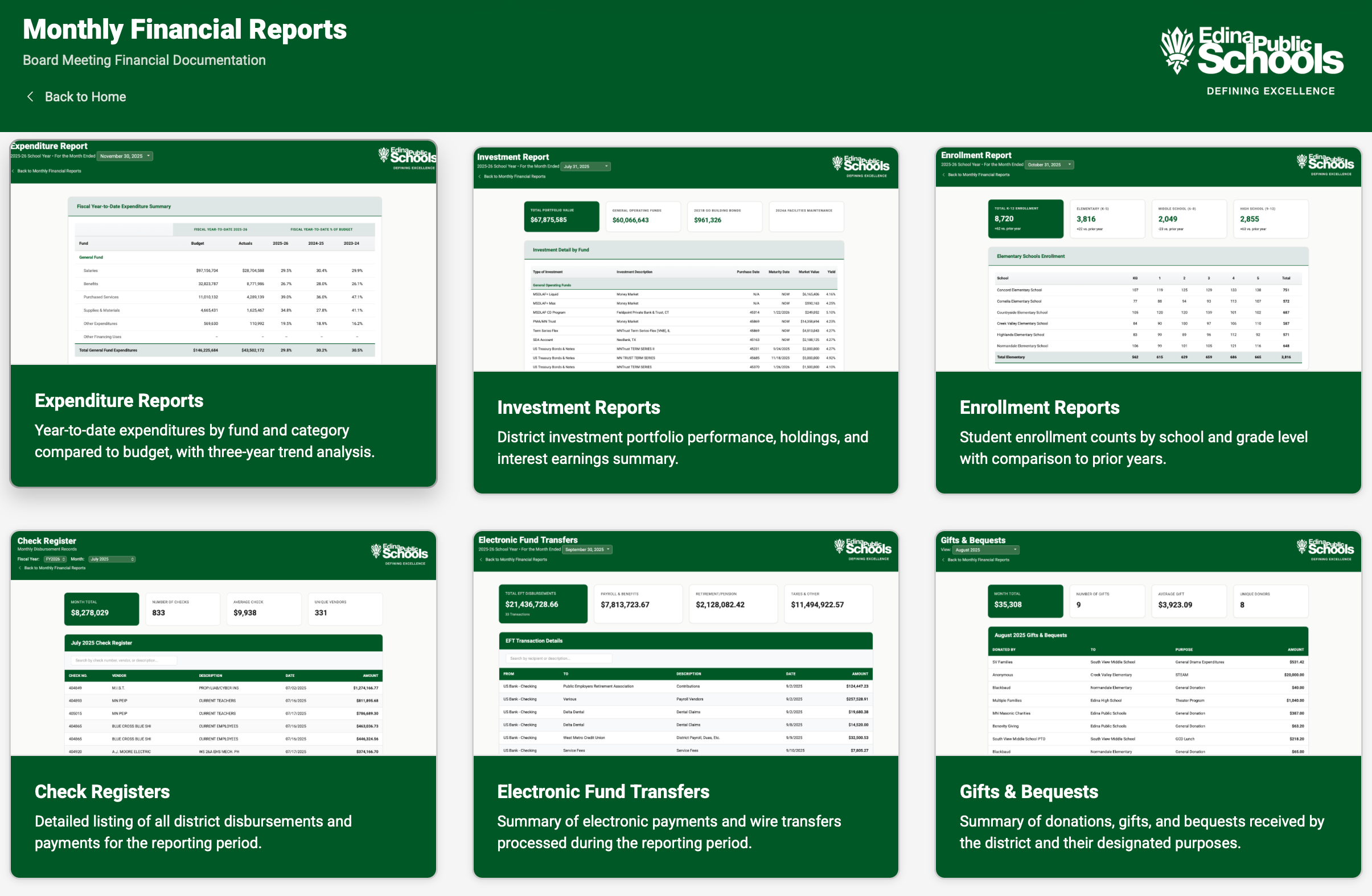 Monthly Financial Reports Preview